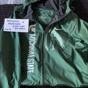 Hunter-green Windbreaker with hoodie